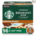 Starbucks K-Cup Coffee Pods Medium Roast Hot or Iced Coffee Breakfast Blend 96 Keurig Pods