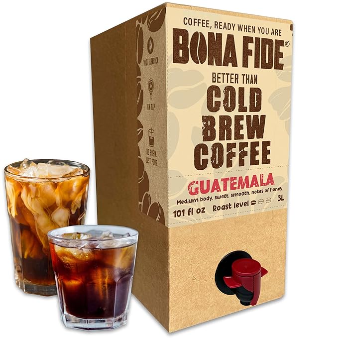 Better Than Cold Brew Coffee - Guatemala 3L (101 Fl Oz) Bag in Box with Tap | Premium Single-Origin Coffee Smooth &amp Rich Flavor | Eco-Friendly Packaging