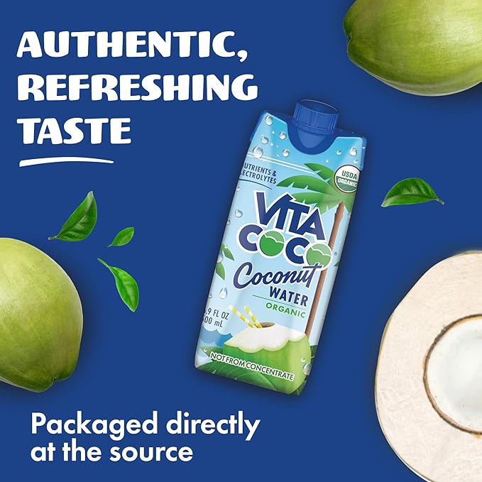 Vita Coco Coconut Water Pure Organic | Refreshing Coconut Taste | Natural Electrolytes | Vital Nutrients | 16.9 Oz (Pack Of 12) and Vita Coco Coconut Water Original 202.8 Fl Oz(Pack of 6)