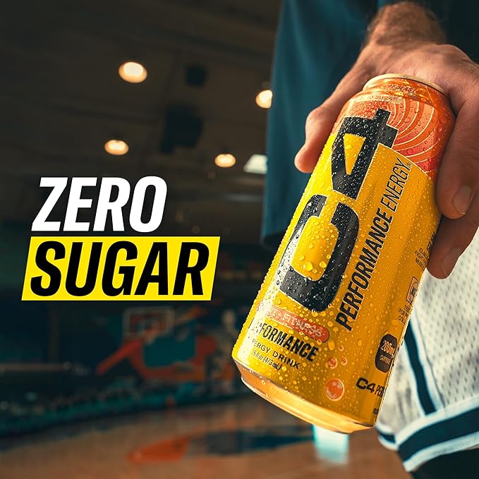 Cellucor C4 Energy Carbonated Zero Sugar Energy Drink Pre Workout Drink + Beta Alanine Sour Gummy Splash 16 Fl Oz (Pack of 12)