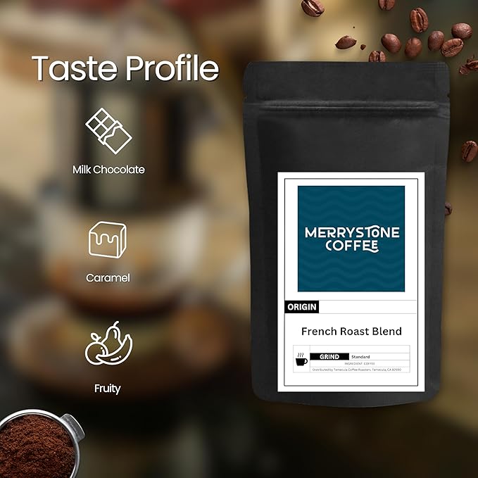 Merrystone French Roast Coffee Darkest Roast Roasted to Order 1 Lb Standard Grind