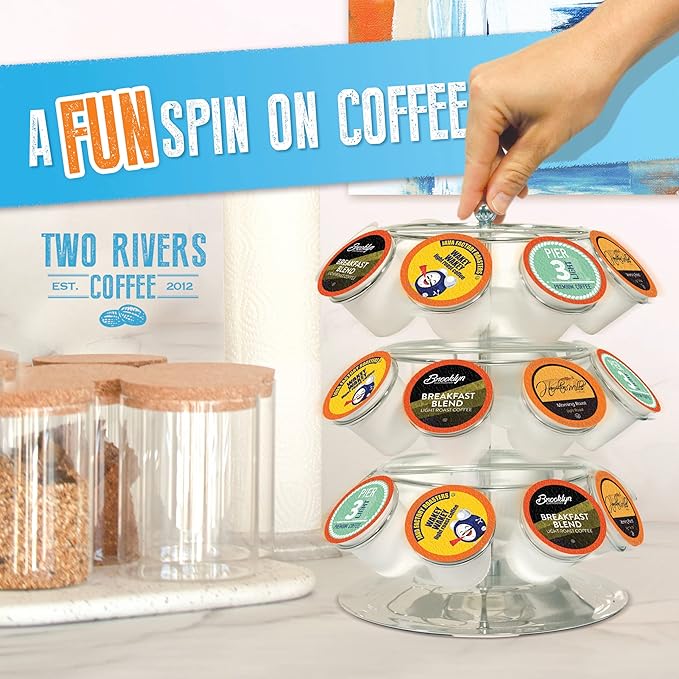 Two Rivers Coffee Light Roast Coffee Pods Compatible with K Cup Brewers Including 2.0 Assorted Variety Sampler Pack 40 Count