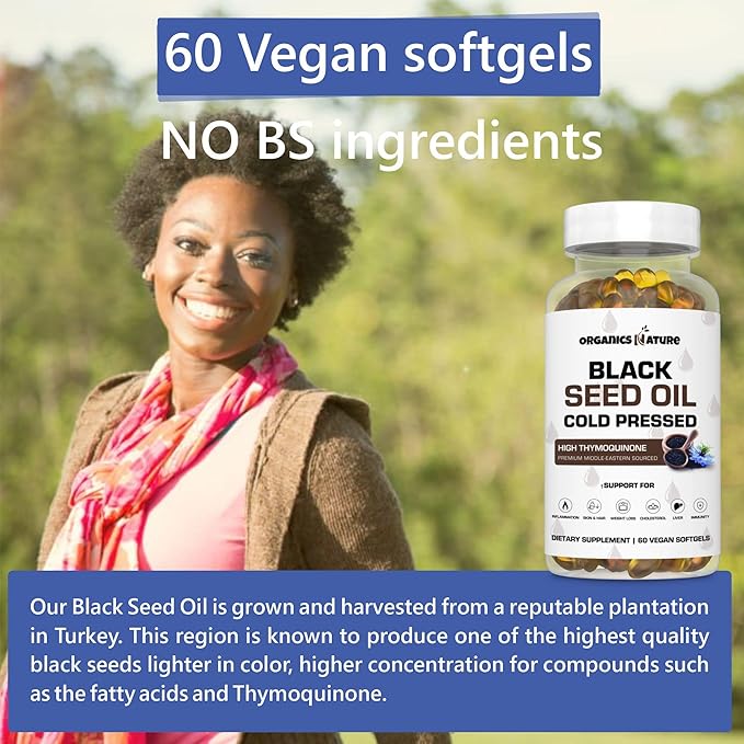 ORGANICS NATURE Collagen with Sea Moss Vanilla Caramel &amp Black Seed Oil Caps. 1000MG Softgels Bundle.