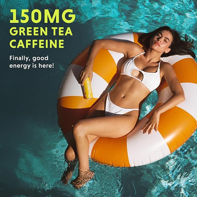 GORGIE Sugar Free Natural Energy Drinks Sparkling Mango Tango (12 Pack) - Healthy Energy Drinks - Natural Coffee Replacement with Green Tea Caffeine and Biotin - 150mg Caffeine Vegan &amp Low Calo