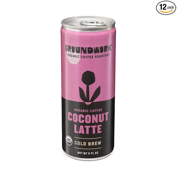 Groundwork Organic Coffee - Coconut Cold Brew Latte - 8 Fl Oz Cans (12 Pack)