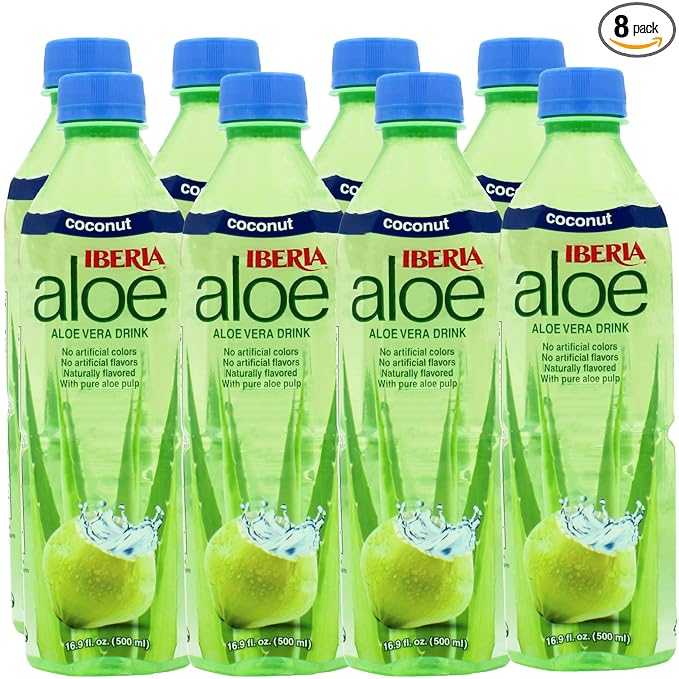Iberia Aloe Vera Drink with Aloe Vera Pulp Coconut 16.9 fl oz (Pack of 8)