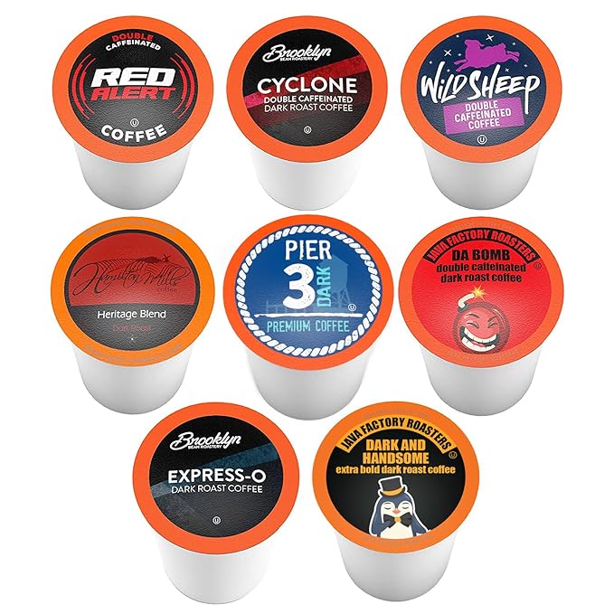 Best of the Best Pods Variety Pack for Keurig K Cup Brewers - Strong and Regular Coffee Lovers Great Gift - 5 Cups of Each High Caffeine Coffee 40 Count