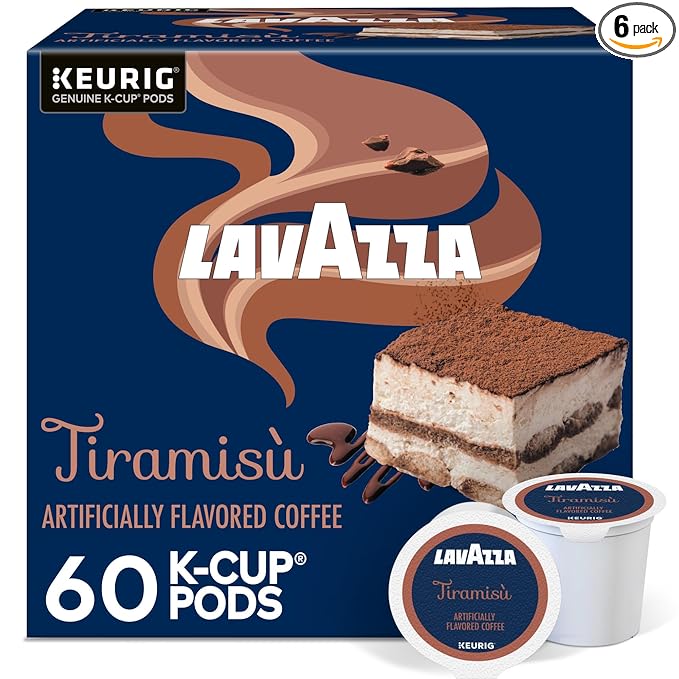 Lavazza Tiramisù Coffee Single Serve Keurig K-Cup Pods Flavored Coffee 60-Count Box (6 Packs of 10)