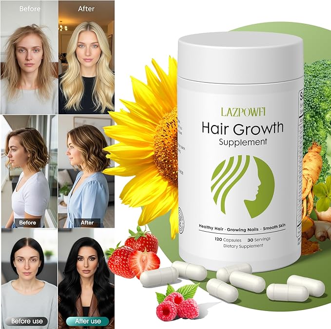 Hair Growth Supplement Biotin 10000mcg 32-in-1 with Vitamin A B3 C Magnesium Calcium Hair Growth Products Supports Hair &amp Nails Natural Growth Vitamins for Women &amp Men - 30 Servings