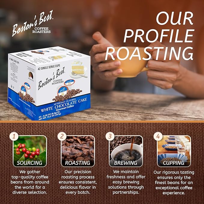 Boston’s Best - White Chocolate Cake Flavored Delicious Gourmet Coffee Compatible with Keurig Coffee Maker 1 Count (42 Single Serve Medium Roast Cups)