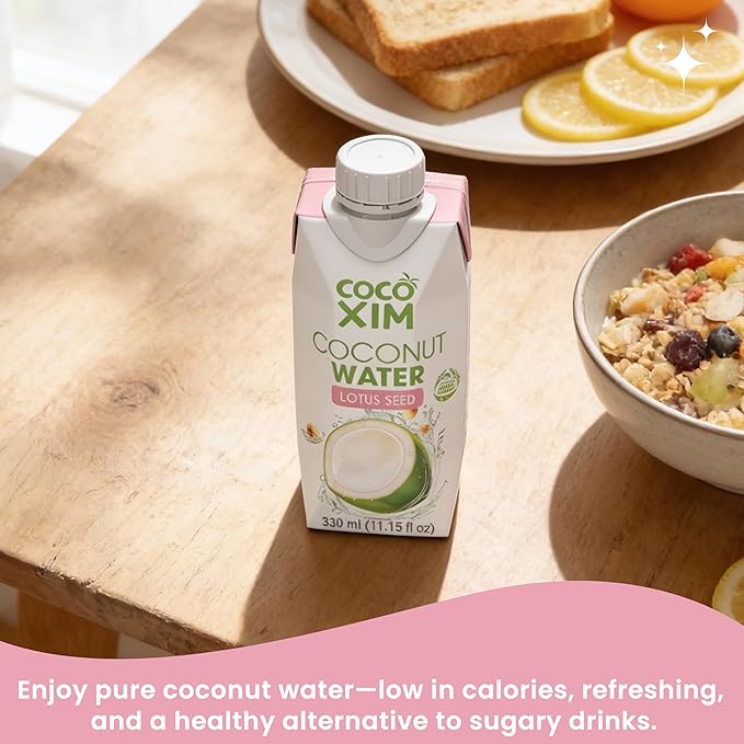 COCOXIM Ready to Drink Coconut Water with Lotus Seed Extract – 11 oz (Pack of 12)|100% Natural &amp Fresh with Electrolytes &amp Nutrients|Halal &amp Kosher Certified|Alternative to SodaSoft and S