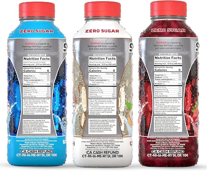SueroX Zero Sugar Electrolyte Drink Patriotic Pack: Blueberry Coconut Berry Flavors. Sugar-Free Hydration &amp Recovery with 8 Ions &amp Electrolytes. Zero Calorie Sports Drink 21.3 Fl Oz 12 Cou