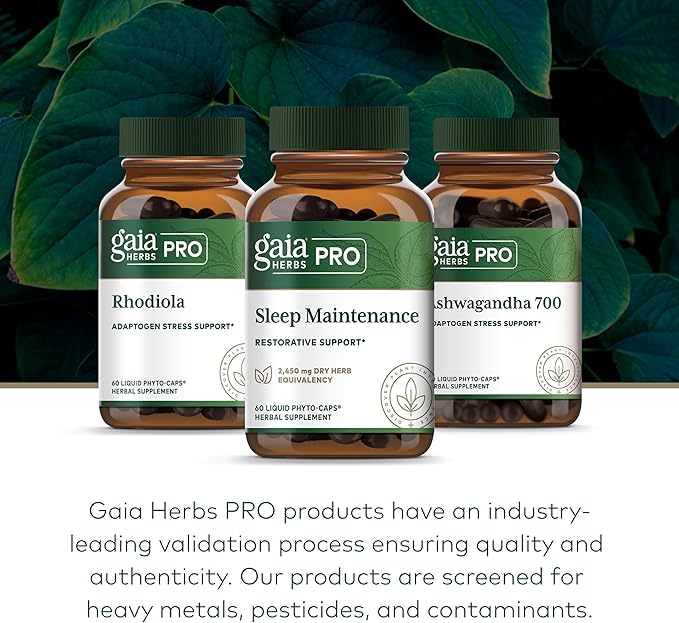 Gaia Herbs PRO Sleep Maintenance - Adrenal Health &amp Sleep Support* - Supplement with Ashwagandha Magnolia Bark &amp Jujube Date - Vegan Gluten-Free - 60 Liquid-Filled Capsules (30 Servings)