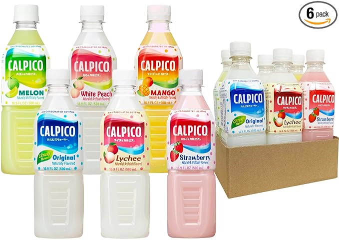 CALPICO 6 Flavor Variety Pack – Smooth Creamy &amp Refreshing Non-Carbonated Beverage Sweet and Tangy Japanese Lactic Acid Drink 16.9 Fl oz (Pack of 6)
