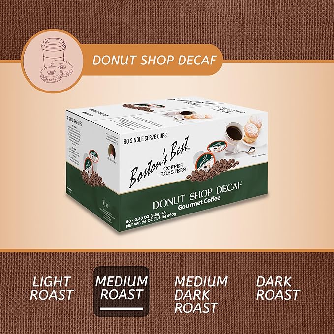 Boston’s Best - Hearty Donut Shop Decaf Medium Roast Delicious Gourmet Coffee Compatible with Keurig Coffee Maker 1 Count (80 Single Serve Cups)