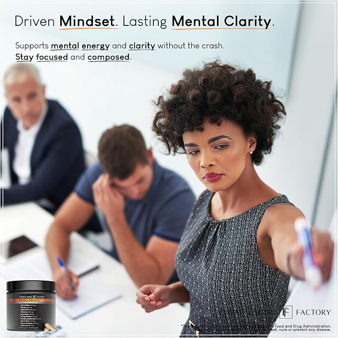Formulation Factory Nootropic Brain Supplement - Boss Mode Focus &amp Memory Complex with Lion's Mane Alpha GPC &amp Bacopa - Cognitive Support - 120 Capsules 2 Month Supply