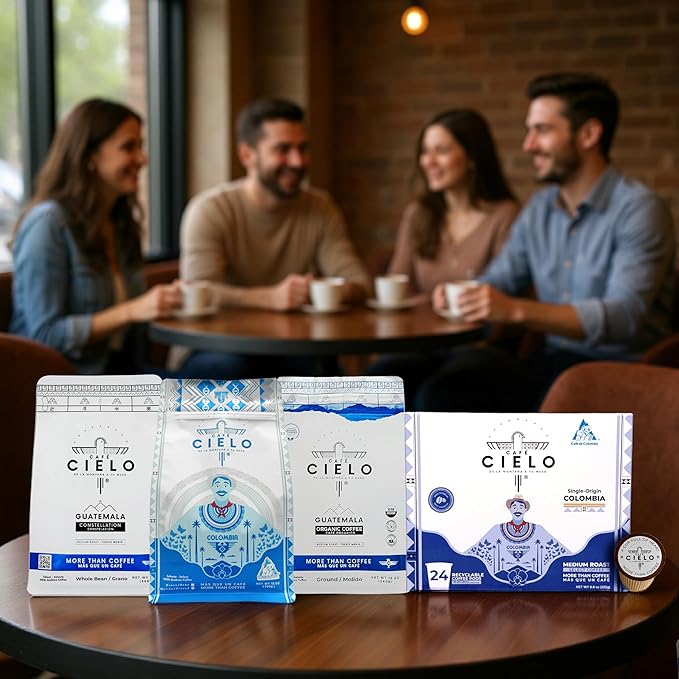 Café Cielo Colombian Coffee K-Cup Pods Single Origin Medium Roast 100% Select Arabica Coffee 24 Count (1 Box of 24 K-Cup Pods) Compatible with Keuring &amp Keuring 2 Coffee Machines enrriched