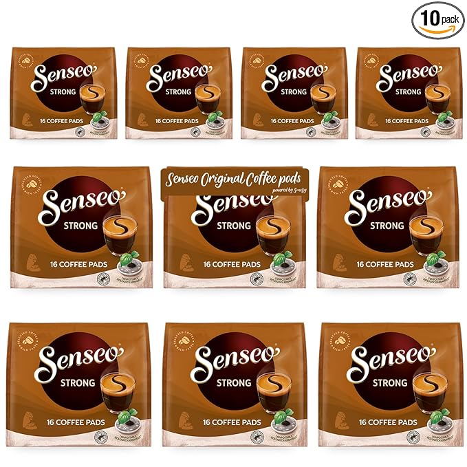 Senseo Dark Roast Coffee Pods for Coffee Makers Strong 160 Count (Pack of 10)
