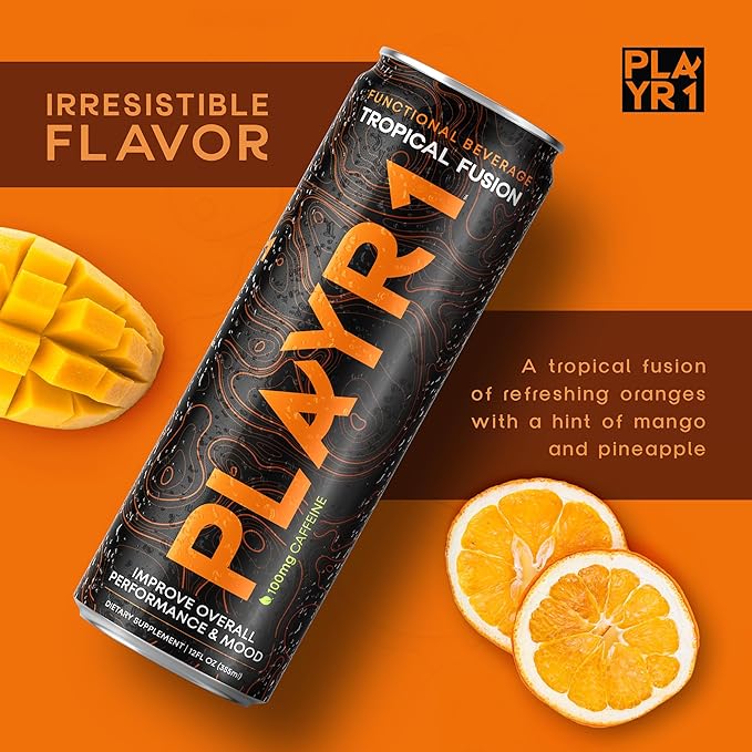 PLAYR1 Tropical Fusion Caffeinated 24 Pack
