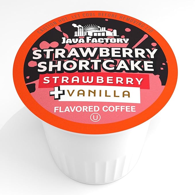 Java Factory Flavored Coffee Pods Strawberry Shortcake Compatible with K Cup Brewers 40 Count