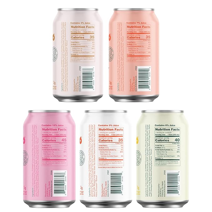 OLIPOP - 5-Flavor Soda Variety Pack Healthy Soda Sampler Prebiotic Soft Drinks Supports Digestive Health &amp Gut Health 9g of Dietary Plant Fiber Low Calorie Low Sugar Vegan (12 oz 5-Pack)