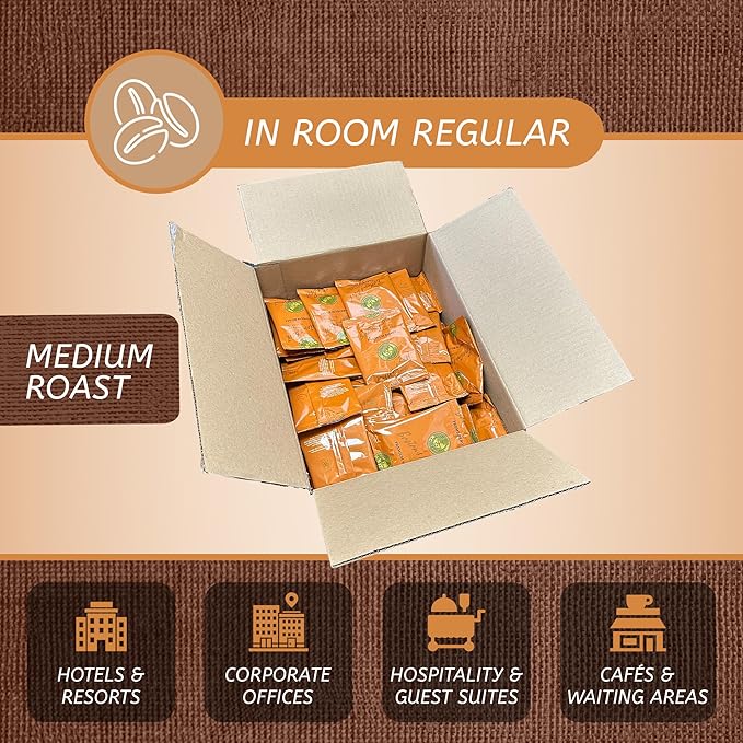 Boston’s Best - In-Room Premium Roast Regular Ground Coffee Filter Portion Packets Brewed Drinks Pack of 200 (.664 oz. per packet) Use with 4-Cup Drip Coffee Machine