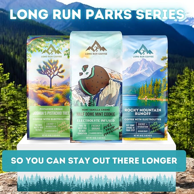 Long Run Coffee – Hydrating Coffee with Electrolytes – All Natural Energy + Hydration + Recovery for Athletes – Stomach Friendly Electrolyte Coffee for Runners (5 lb Mint Cookie)