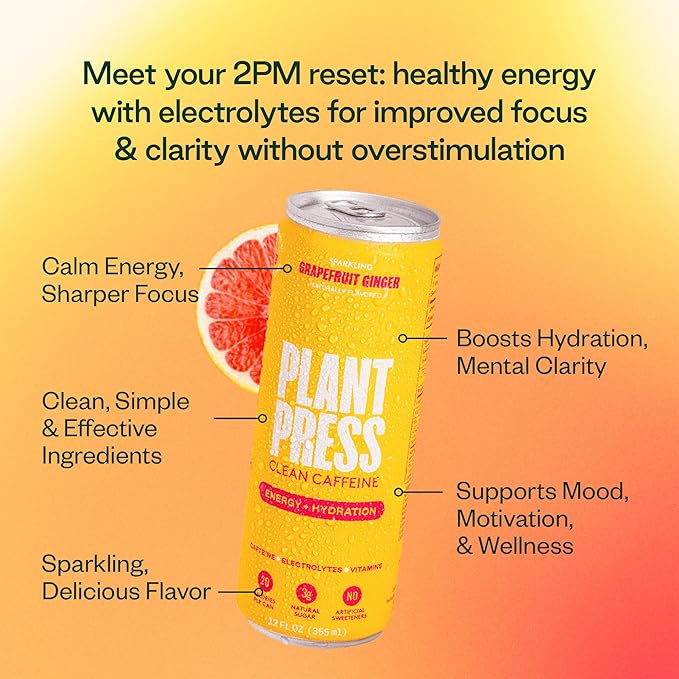 Plant Press Beverage Grapefruit Ginger 12 fl oz (Pack of 12)