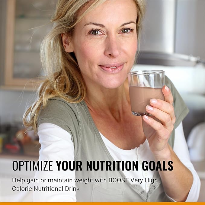 BOOST Very High Calorie Nutritional Drink – Helps Weight Gain &amp Maintenance - 530 Calories - 26 Vitamins &amp Minerals - 22 g Protein - Calorie-Dense Nutritional Drink - Chocolate - 8 fl oz (Pack