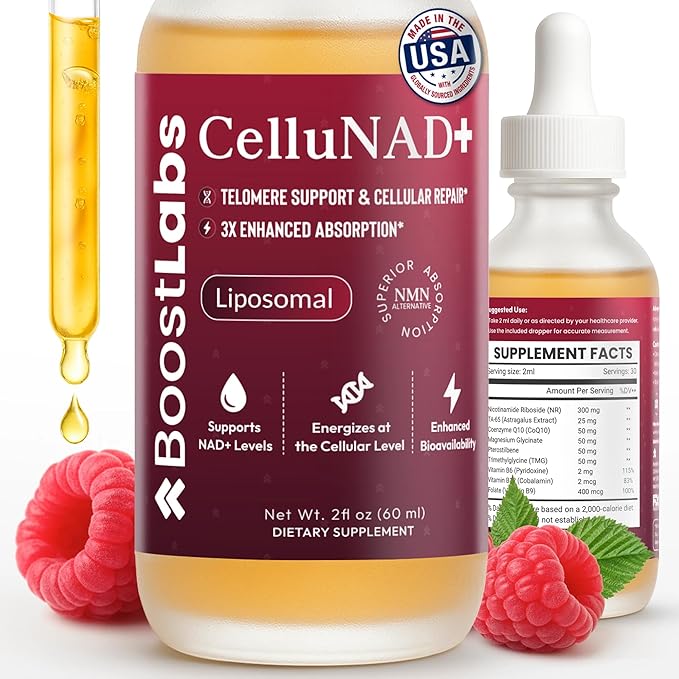 Liposomal NAD+ Supplement Liquid Drops - High Potency NMN Alternative for Cellular Energy Healthy Aging &amp Brain Fog - Fast-Absorbing NAD Liquid Formula (2oz)