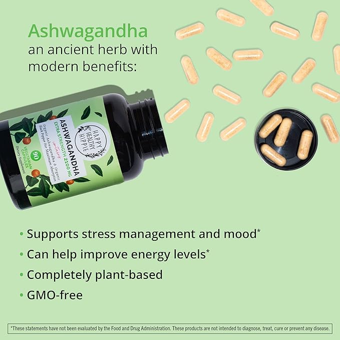 Happy Healthy Hippie Organic Ashwagandha Capsules &amp Vegan Collagen Builder