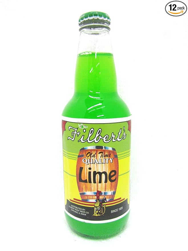 Filbert's LIME GREEN OLD TIME CHICAGO SODA - an enlightening experience  12-Ounce Glass Bottle (Pack of 12)