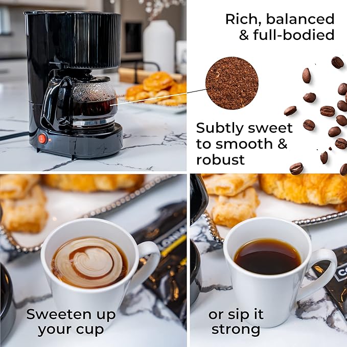Colonial In-Room Decaf Ground Coffee Filter Packs for Hotel Rooms Decaffeinated Dark Roast 0.50 Ounce (Pack of 150) Use with 4-Cup Drip Coffee Machine