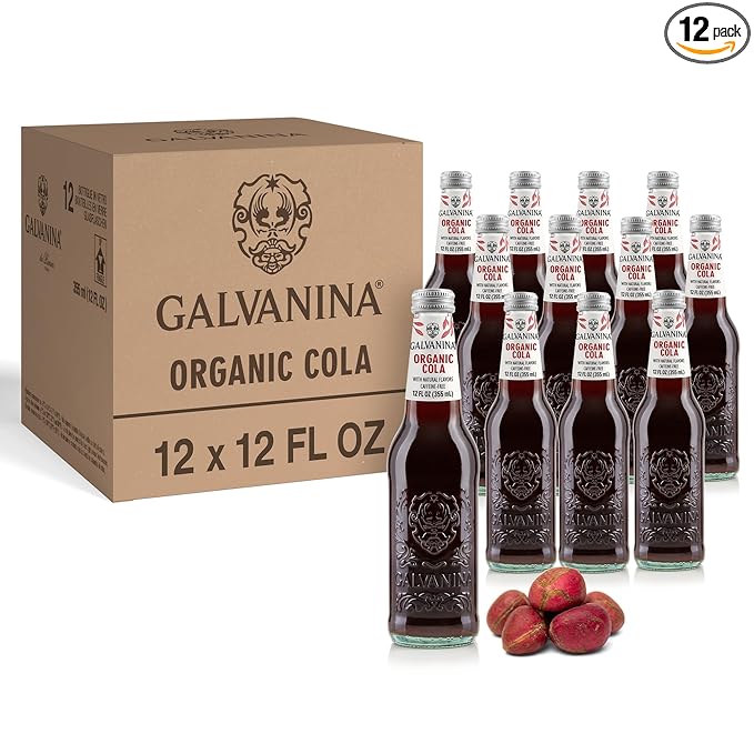 Galvanina Cola – Premium Organic Italian Sparkling Soda 12 fl oz (12 Glass Bottles) | Balanced Effervescent Cola Made with Organic Ingredients.