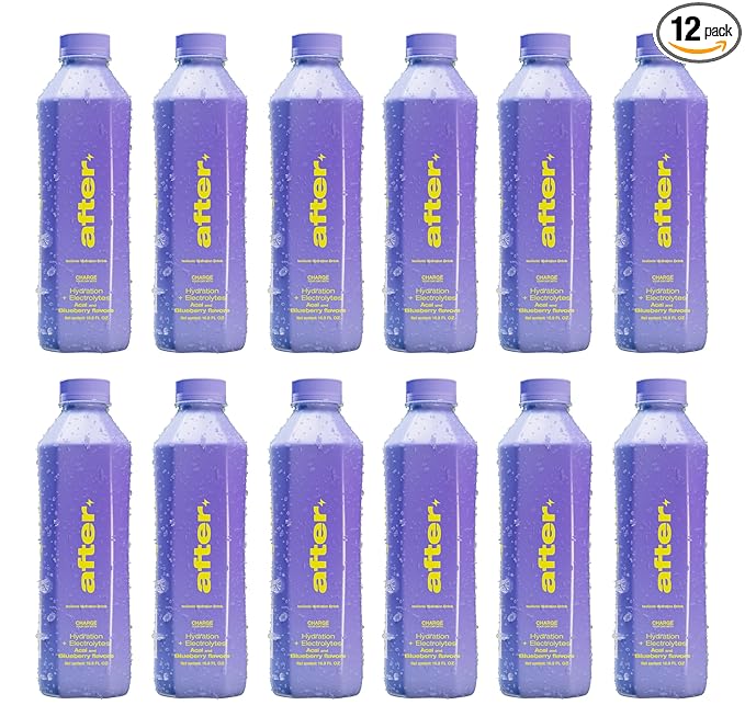 AFTER Electrolyte Drink Blueberry Flavor Electrolytes Hydration Drink 12 Pack 16.9 fl oz Bottles