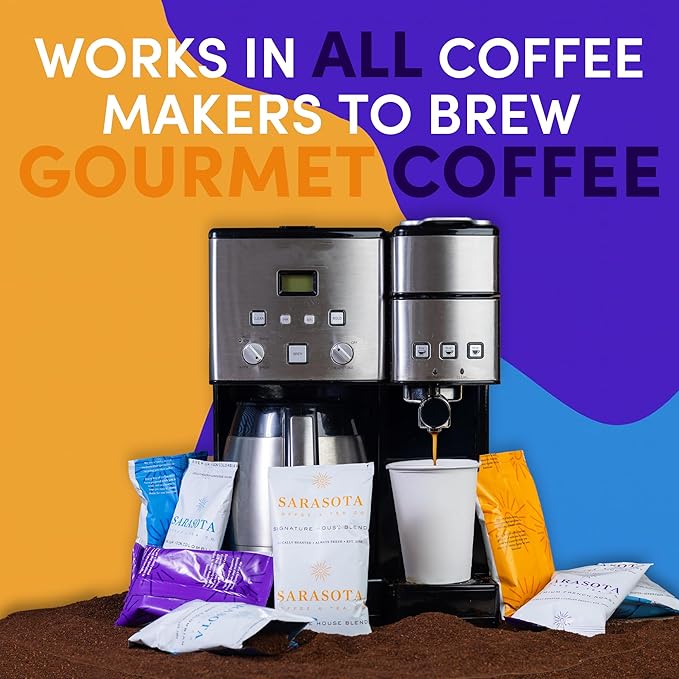 Coffee Packets Bulk 2 oz | Pre-Measured Ground Coffee Frac Packs | 12-Cup Drip Brewer Bags | Medium Roast Colombian &amp Dark Roast Variety | 100 Count