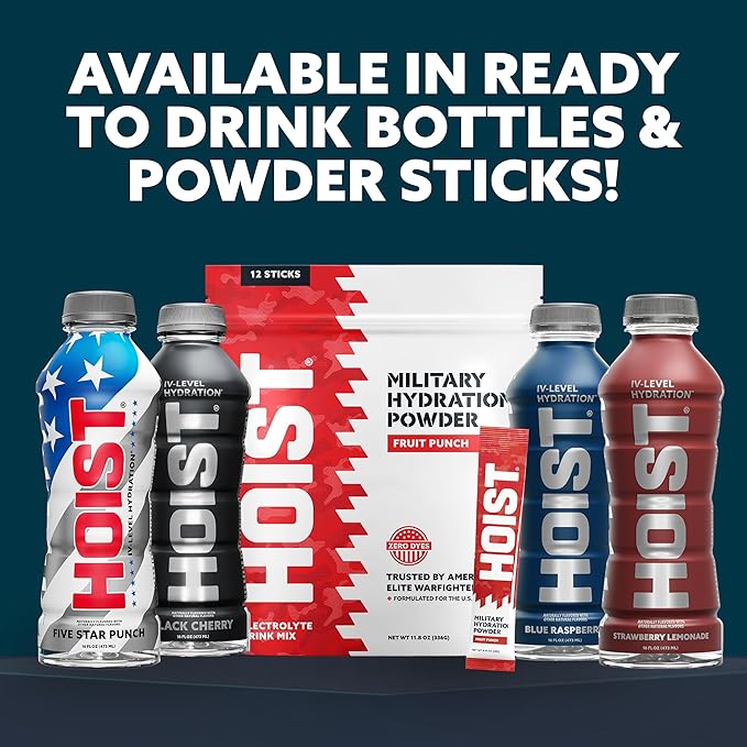 HOIST Premium Military Hydration Electrolyte Drink – Strawberry Lemonade &amp Blue Raspberry Twin-Pack (2×12-Pack) – IV-Level Electrolytes for Rapid Hydration &amp Performance