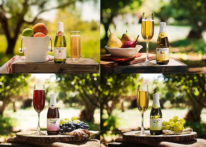 Martinelli's Sparkling Party Drinks 4 Flavor Variety Pack | Apple Cider Apple Pear Red and White Grape Juice | 12 Pack of 8.4 oz Bottles