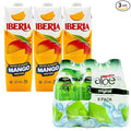 Iberia Mango Nectar 33.8 fl. oz. (Pack of 3) + Iberia Aloe Vera Drink with Pulp 9.5 fl oz Original (Pack of 6)
