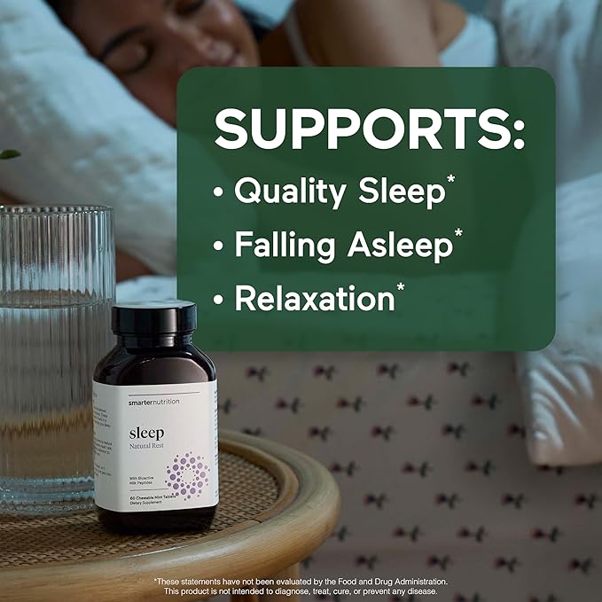 SMARTERNUTRITION Smarter Sleep Melatonin Dissolvable Tablets 4.5 mg + Natural Clinically Proven Lactium® for Sleep &amp Stress Support - Mint Flavor Melatonin Tablets - Non-GMO-60 Count[30-Day Supply