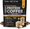 MariGold High Protein Collagen Coffee - Vanilla Collagen Latte Dairy Free 20g Grass-Fed Type I &amp III Collagen Peptides Energy Boost 2 Shots Organic Espresso Non-GMO 1 Lb Bag 15 Servings