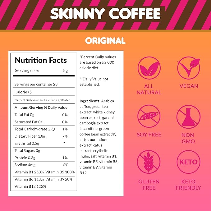 Skinny Boost 3 Pack Original Skinny Coffee - Helps in Instant Weight Loss &amp Detox Coffee - All Natural Sugar Free Vegan &amp Paleo Friendly