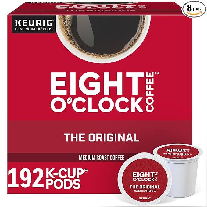 Eight O Clock The Original Single-Serve Keurig K-Cup Pods Medium Roast Coffee 192 Count (8 Boxes of 24 Pods)
