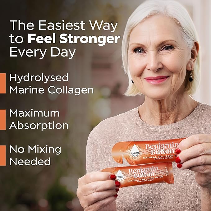 12000mg Marine Collagen Liquid Shots| High Strength Hydrolyzed Marine Collagen Peptides w/Hyaluronic Acid &amp Vitamin C for Skin Hair &amp Joints | Orange 14 Daily Servings 30ml