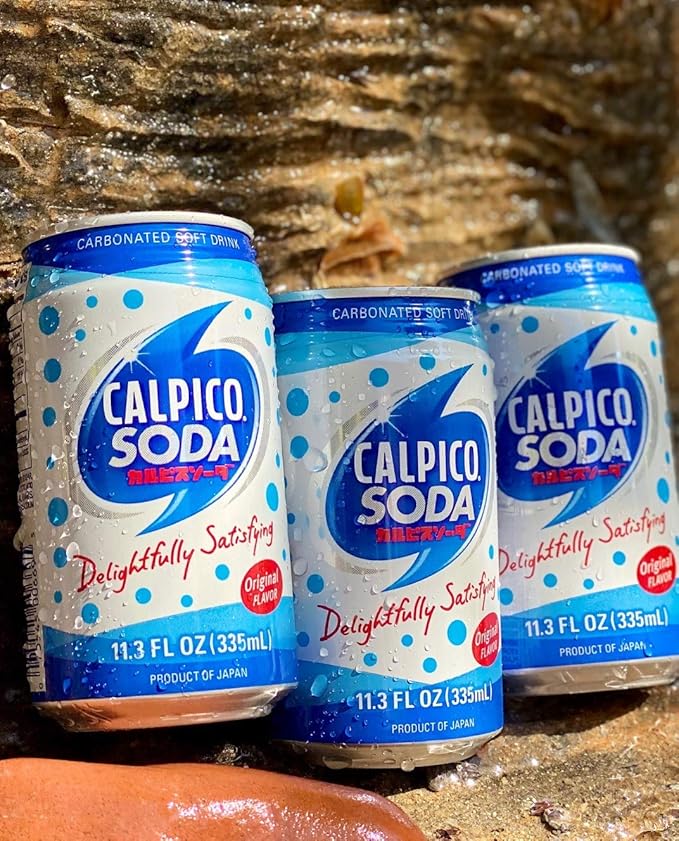 CALPICO SODA Carbonated Soft Drink Hint of Citrus Flavor Japanese Soda Made with CALPICO and Carbonated Water. 11.3oz Can (Pack of 8)