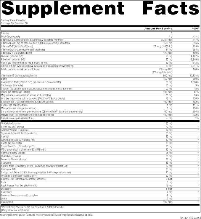 Source Naturals Life Force Multiple Iron Free Daily Multivitamin High Potency Essential Vitamins Minerals Antioxidants &amp Nutrients - Energy &amp Immune Boost* - 120 Capsules