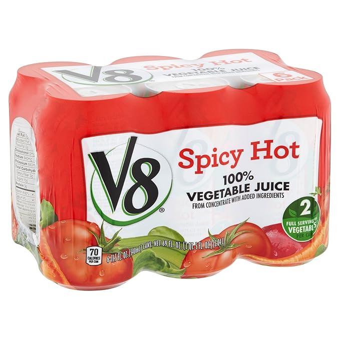 V8 Spicy Hot 100% Vegetable Juice 11.5oz (Pack of 18)