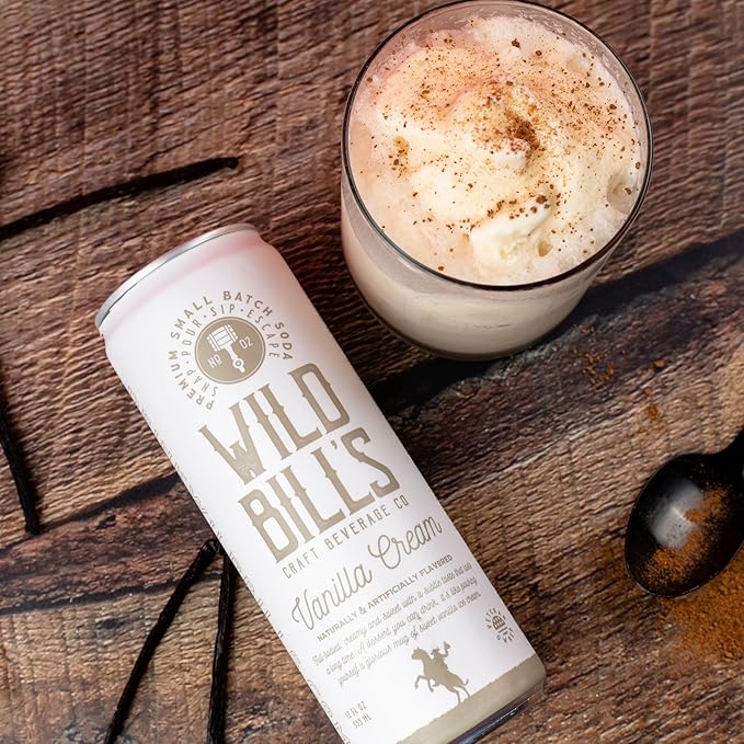 Wild Bill's Craft Soda Soft Drinks Cream Variety Pack Vanilla &amp Orange Cream Strawberry Root Beer Pure Cane Sugar Caffeine Free NO High Fructose Corn Syrup Gluten Free 12 Pack