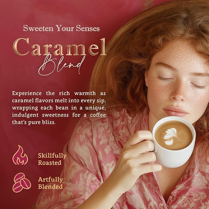 Flavored Ground Coffee – Caramel 100% Arabica Single Origin Medium Roast USDA Organic Naturally Flavored – by Coffea Flavor