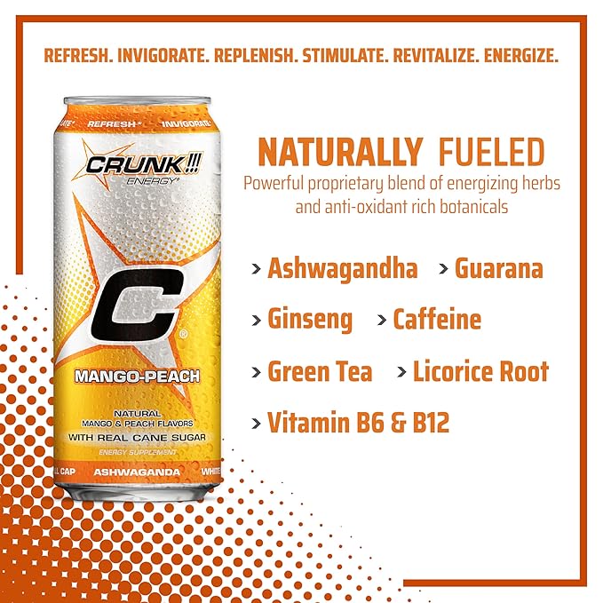 CRUNK!!! Energy Mango-Peach 16oz 24pack
